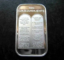 1oz 10 TEN COMMANDMENTS .999 SILVER BAR ~ SEALED IN A HARD PLASTIC AIR-TITE CASE