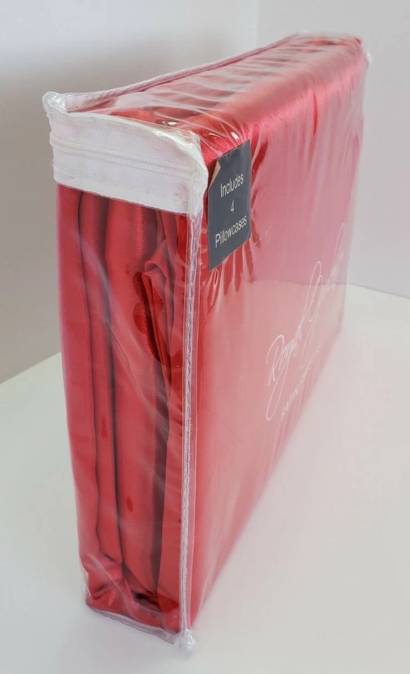 6-Piece Royal Opulence, Satin Luxory Queen Sheet Set, 230 Thread Count, Red - Image 2 of 4