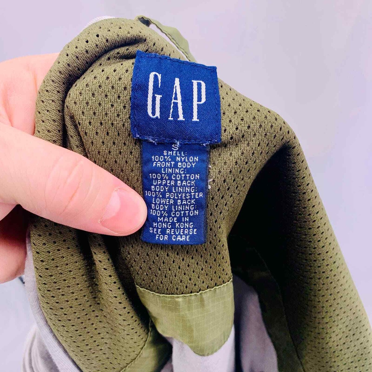 トップス 90s old GAP GXP-45 zipup technical vest Vintage 90s GAP GXP-45 Army Green Lined Windbreaker Tactical