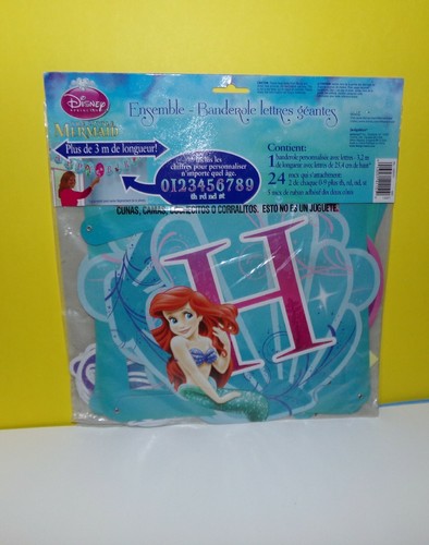 Disney The Little Mermaid Jumbo Add-an-Age Happy Birthday Letter Banner Kit 10'