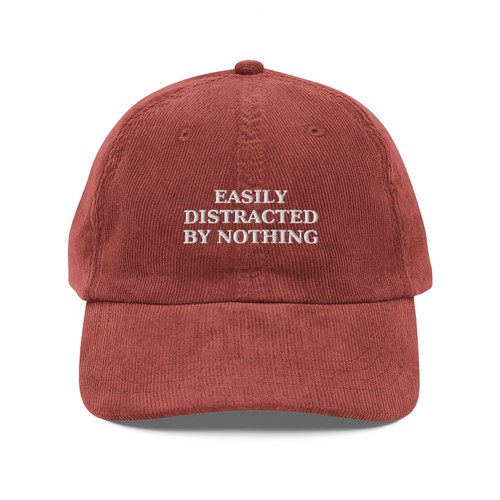 Easily Distracted by Nothing Embroidered Corduroy Hat - Picture 7 of 7