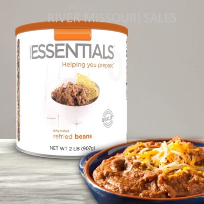 Essentials Refried Beans Large #10 Cans Emergency Prep Long Term Food, 25 Years