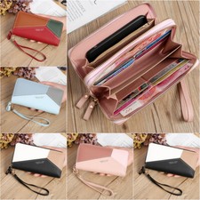 Women's Cellphone Wallet Dual Zipper Long Purse with Removable Wristlet US FAST