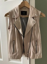 Set Leather Jacket Waistcoat Size 8 Pale Pink Rrp £300