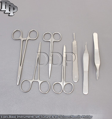 Basic Suture set, Adson,Suture,Iris Scissors,Needle Holder 5'' Forceps 5'' DS-699