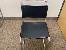 Original Black Leather Set of 6 Gavina B33 Chairs by Marcel Breuer with Corset