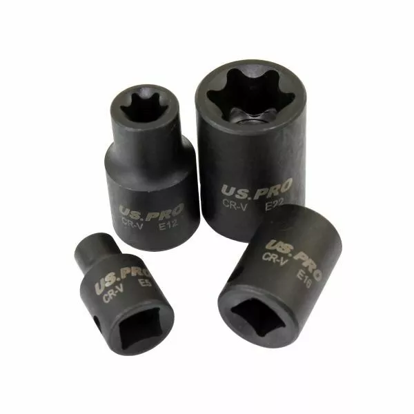 17pc E TORX IMPACT SOCKET SET by US PRO TOOLS E5 E24 female star