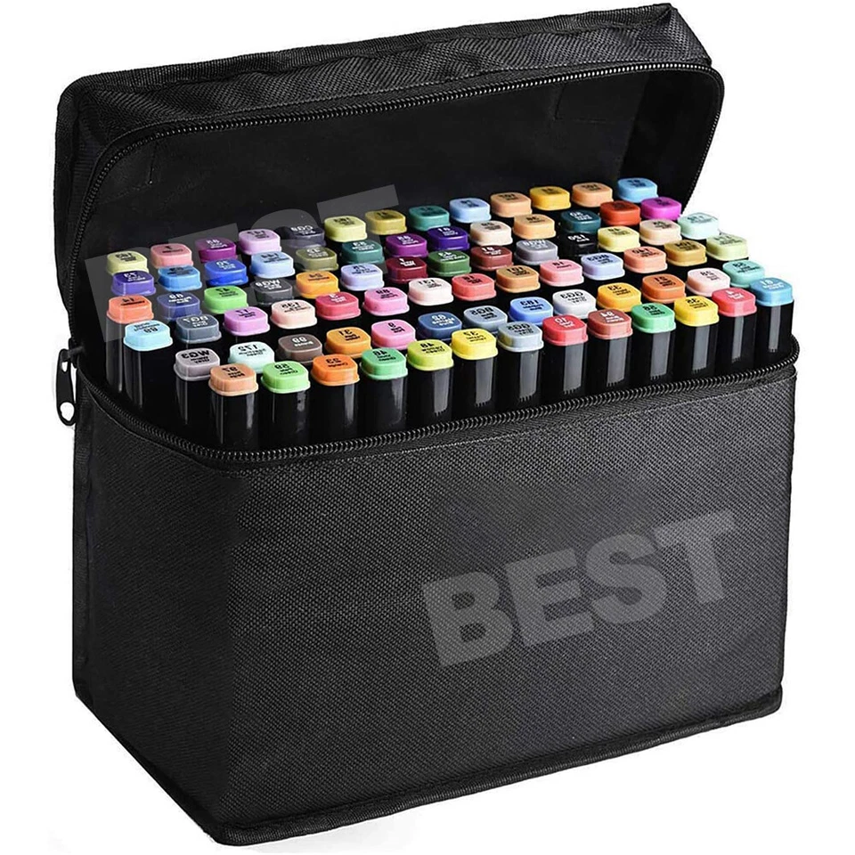 80 Colors Dual Tip Twin Marker Pens Set Artist Sketch Markers Drawing NEW - image 2 of 4