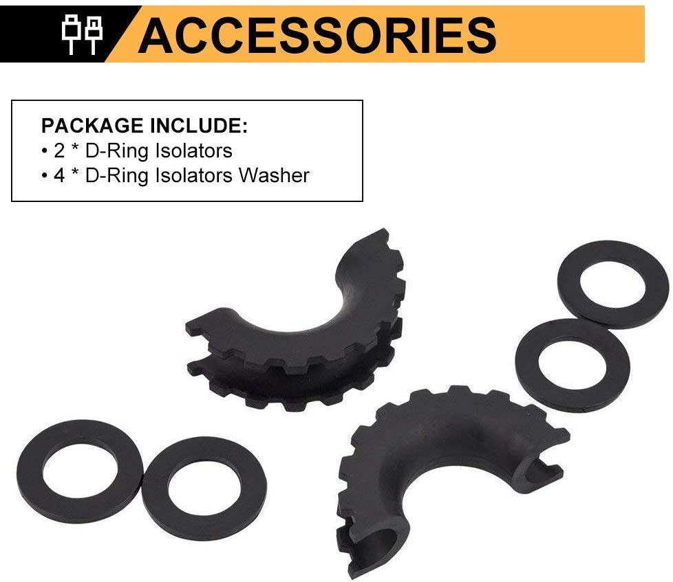 1 Pair Black DRing Isolator and 4 Pcs Washers,Shackle Isolator Kit