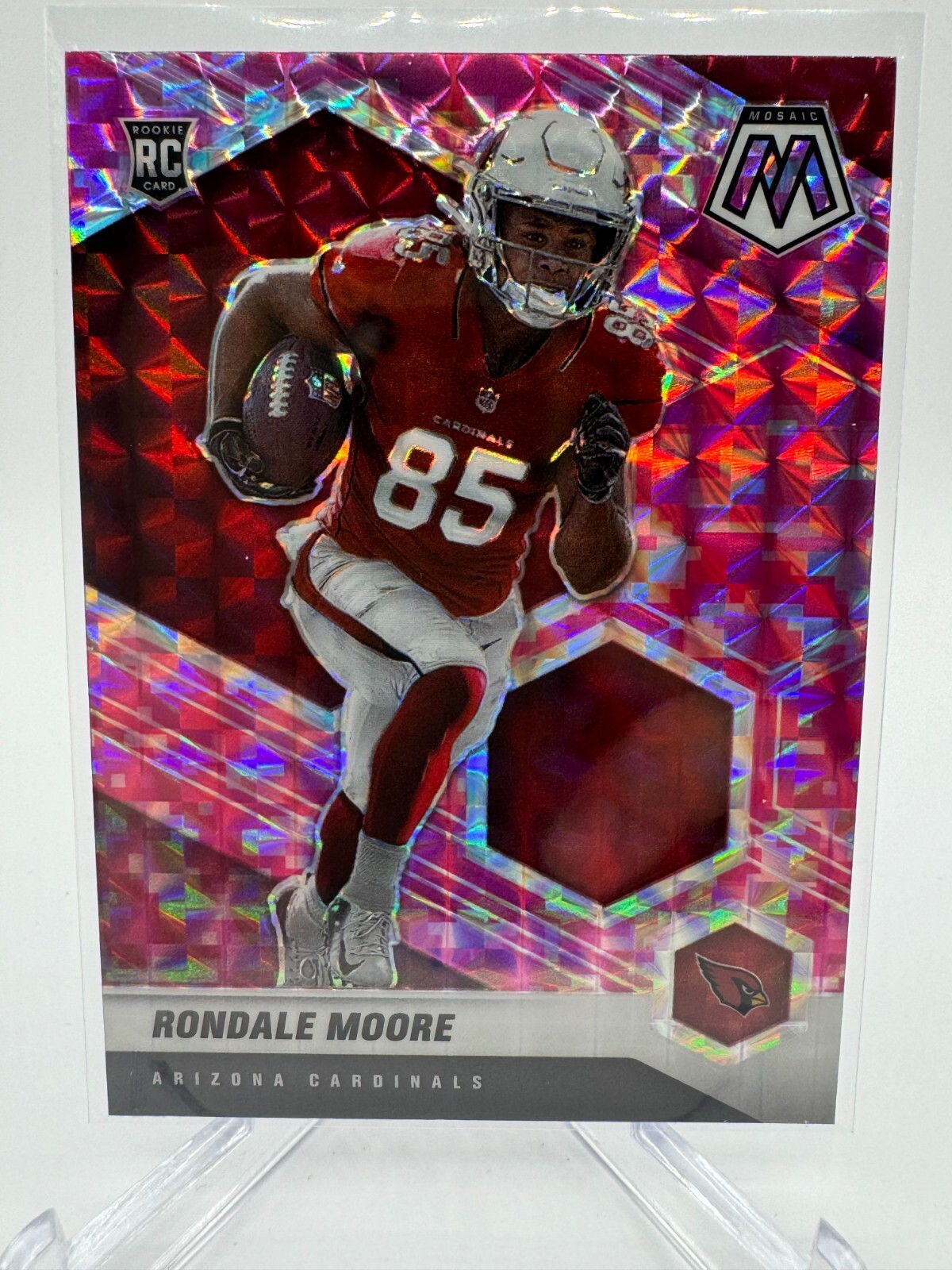 2021 Panini Mosaic Football Rondale Moore Camo Pink Prizm RC No. 317 Cardinals