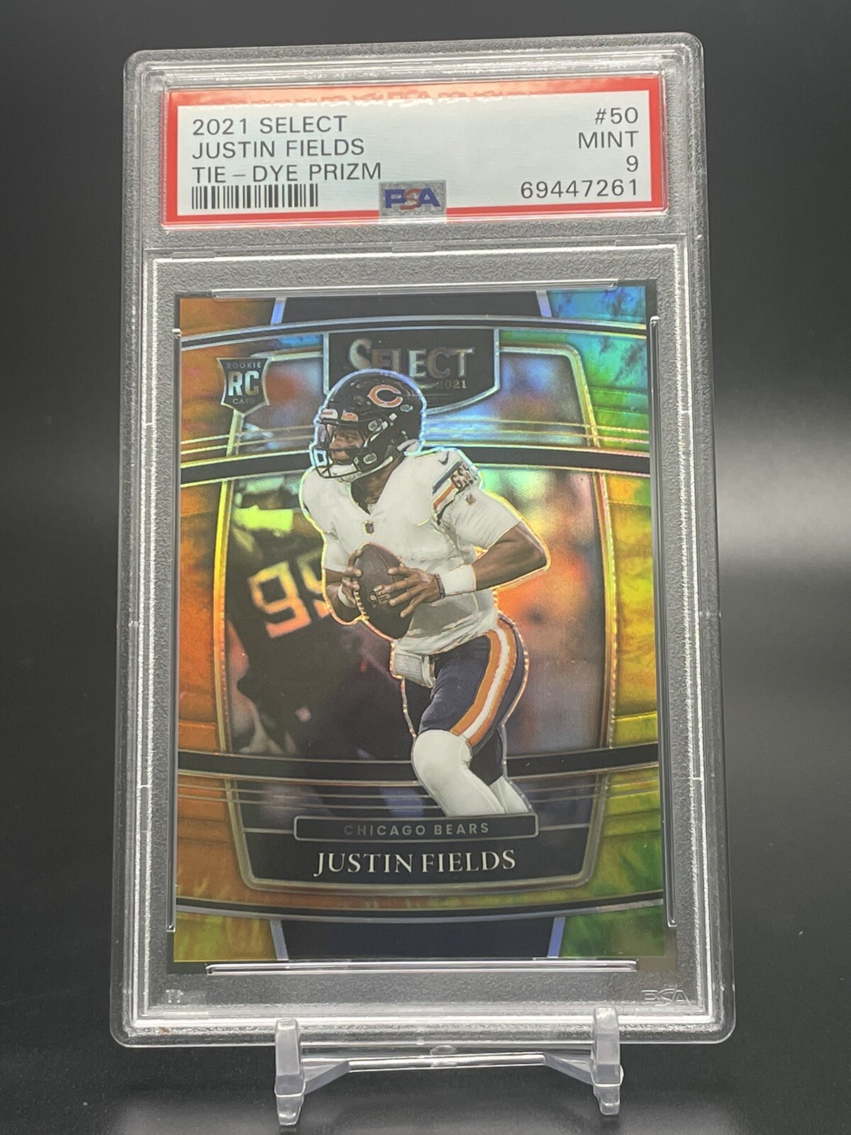 2021 Select Justin Fields Tie Dye #d /25 Concourse RC PSA 9 Mint #50