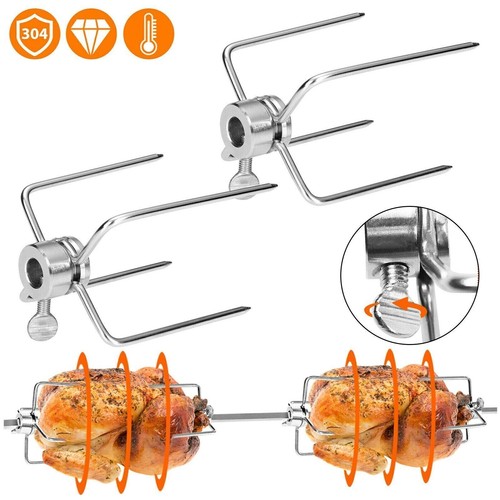 【NEU!! 4x Fleischklammer Fleischnadeln Für Grillspieß Drehspiess Rotisserie BBQ~ - Bild 11 von 11