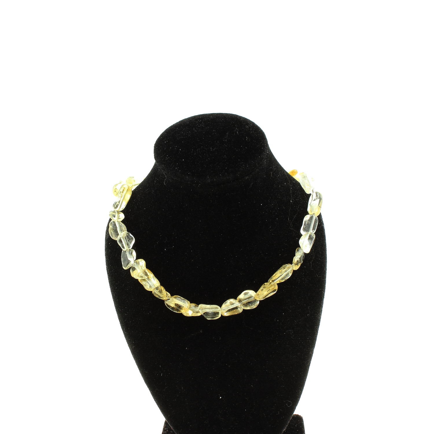 Collier en perles de citrine véritable du Brésil et chaîne acier inoxydable noble