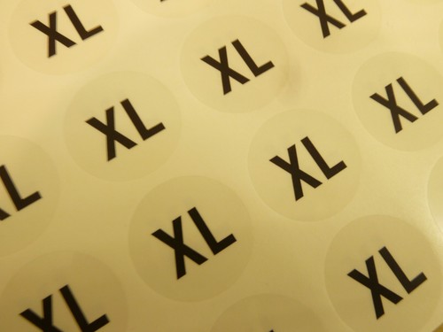 Herren Kleidergrößenaufkleber schwarz auf transparenten runden selbstklebenden Kleidetiketten - Bild 7 von 9
