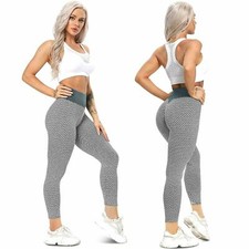 Leggings High Waist Push Up Yoga Pants Butt Lift Tik-Tok, dark grey band Large