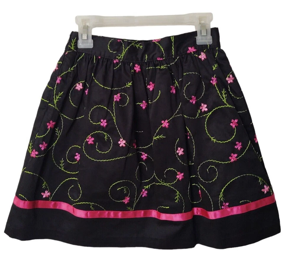 Новый с Ярлыками девочка KC Parker Hartstrings юбка sz 7 черный с розовый зеленый праздник Рождество - Изображение 2 из 4