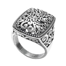 925 Sterling Silver Beaded Edge Decorative Multi-Swirl Ring Size 6-10