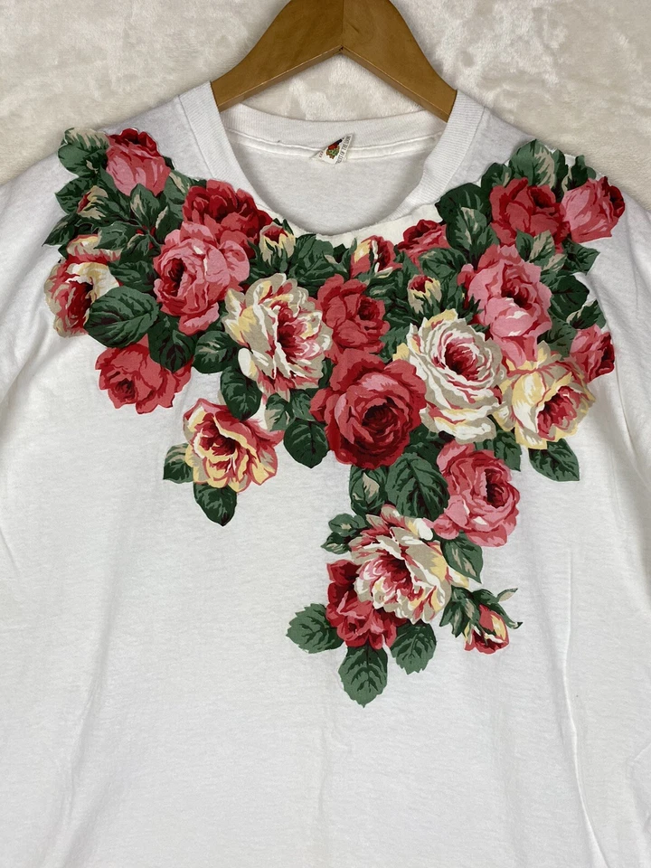 Camiseta De Colección Fruit Of The Loom Para Mujer XXX Grande Floral 100% Algodón Puntada Única Foto 2 de 4
