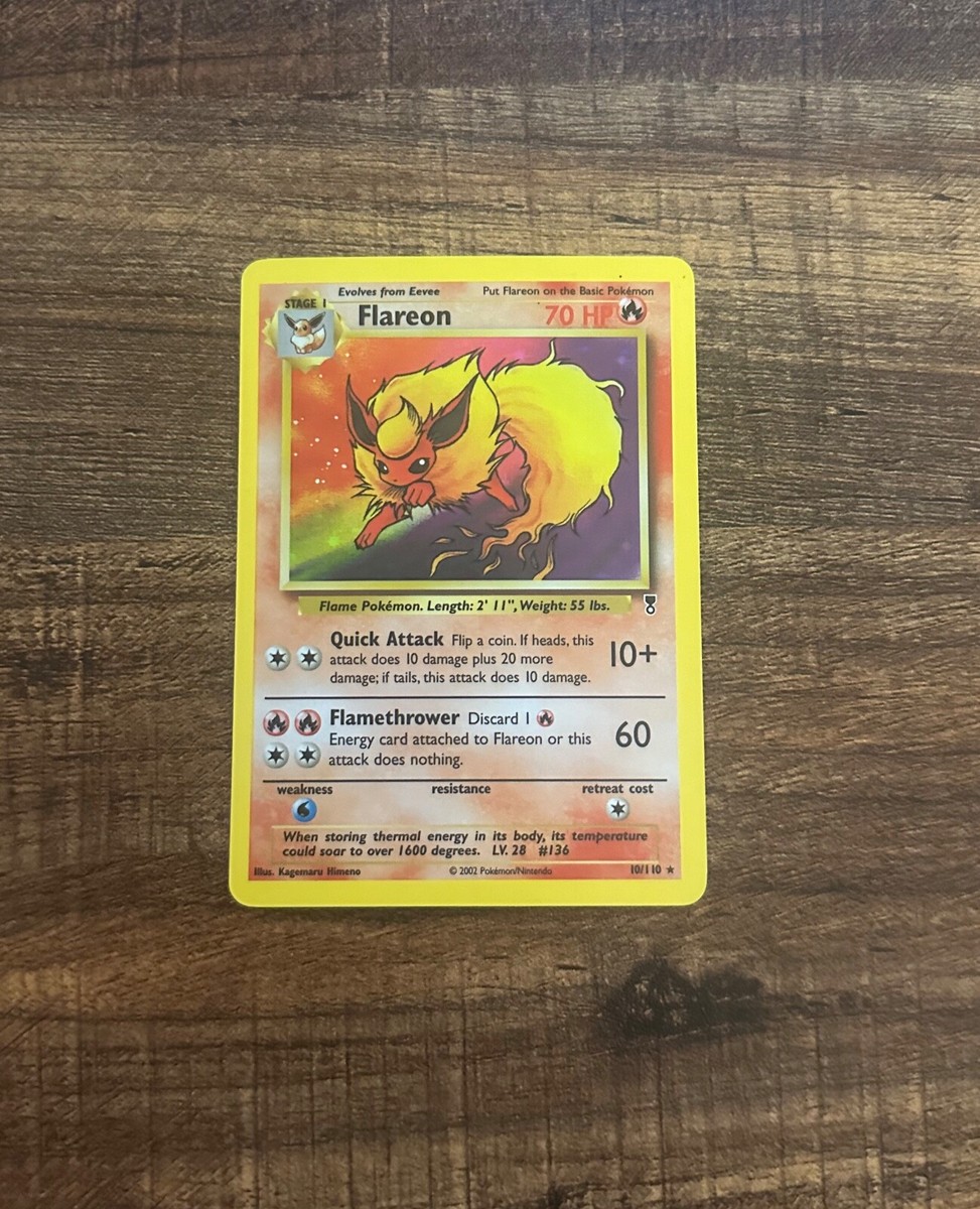 what is a holofoil pokemon card 50 Lot w/ 3 Reverse or Cards- Pokemon Cards No Duplicates : Toys & Games Pokemon NM Flareon 10/110 Legendary