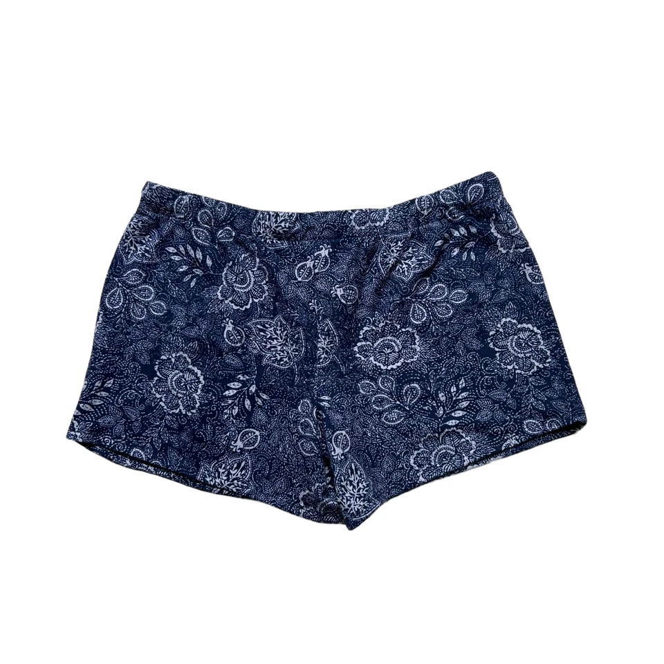 Lucky Brand Shorts Womens Small Soft Floral Navy Blue Drawstring - Image 2 of 4