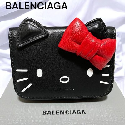 BALENCIAGA Wallet Authentic Hello Kitty Chain Wallet Used Black