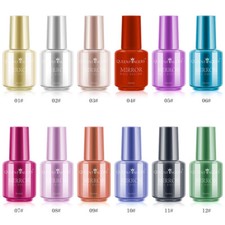 Chrome Mirror Effect Metallic Nail Polish Super Shine Art Nail Varnish Coat 8ml~