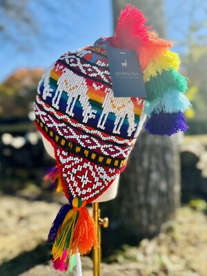 Peruvian Chullo with beads Pom Pom Unisex | Winter Hat