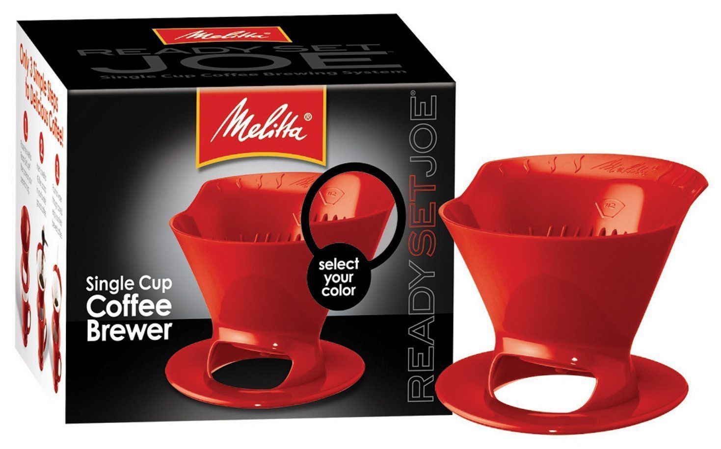 2 Pack of Melitta Ready Set Joe Single Cup Coffee Brewer Red with Filters 
