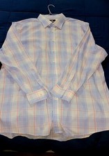 Stafford Long Sleeve Large Button Up Dress Shirt Blue