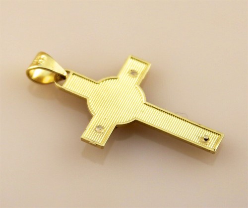 Cross Pendant in 14k Two Tone Gold Size 1.60" w/ Bail - Picture 4 of 6