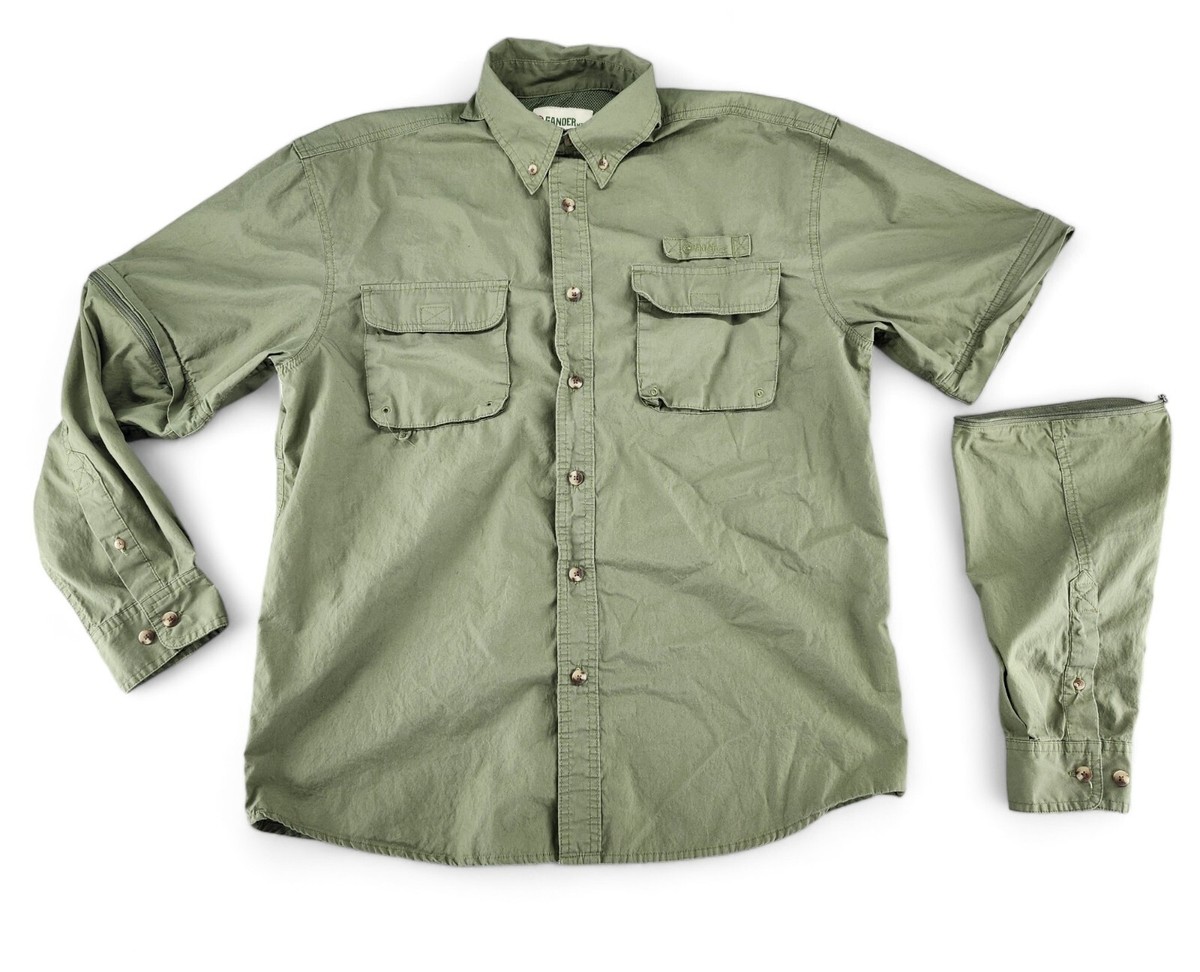 Gander Mtn. Shirt Mens Medium Olive Green Zip Off Sleeves Vented Pockets |  eBay