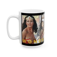 Wonder Woman Ceramic Mug 15oz, Classic TV Show Coffee Cup, Lynda Carter