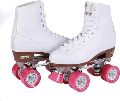 Chicago Women's Classic Roller Skates Premium White Quad Rink Skates Size 7