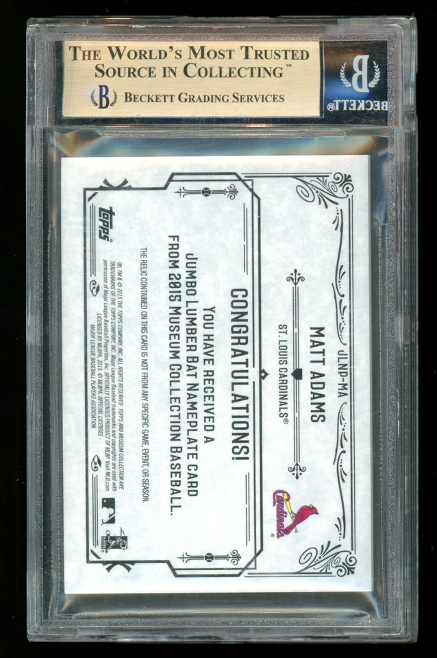 Matt Adams 2015 Topps 博物馆收藏巨型蝙蝠桶铭牌 #1/1 BGS 9.5 — 第 2/2 张图片