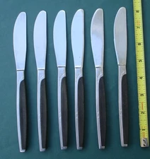 EBONY ELEGANCE 6 Dinner Knives Stainless Japan 8 1/4" Used Condition  Marcrest
