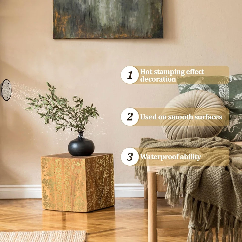 8 Hojas Encaje Dorado Frotar en Transferencia Pegatina, Lámina de Oro Estampación Pegatinas Oro Foto 4 de 4