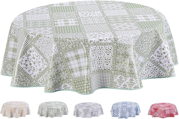 Wachstuch Tischdecke Abwaschbar Rund 140Cm SalbeigrüN-image