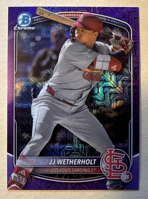 2025 Bowman Chrome Prospect JJ WETHERHOLT Purple Mojo Refractor /250 Cardinals 