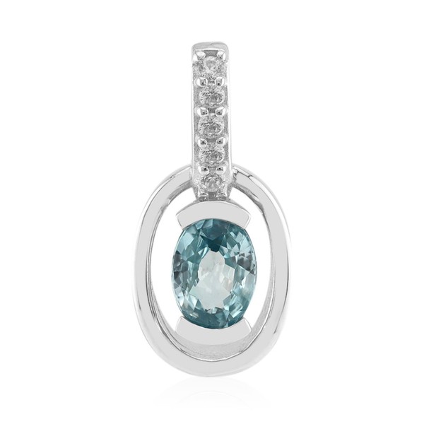 Cavill Zirkon AnhäNger 925 Silber Oval 1,05Ct Blau Damen Schmuck-image