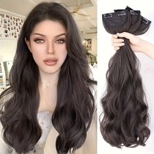 20Inch Long Curly Synthetic Clip-In Hair Extensions Set of 3 Pieces for Women