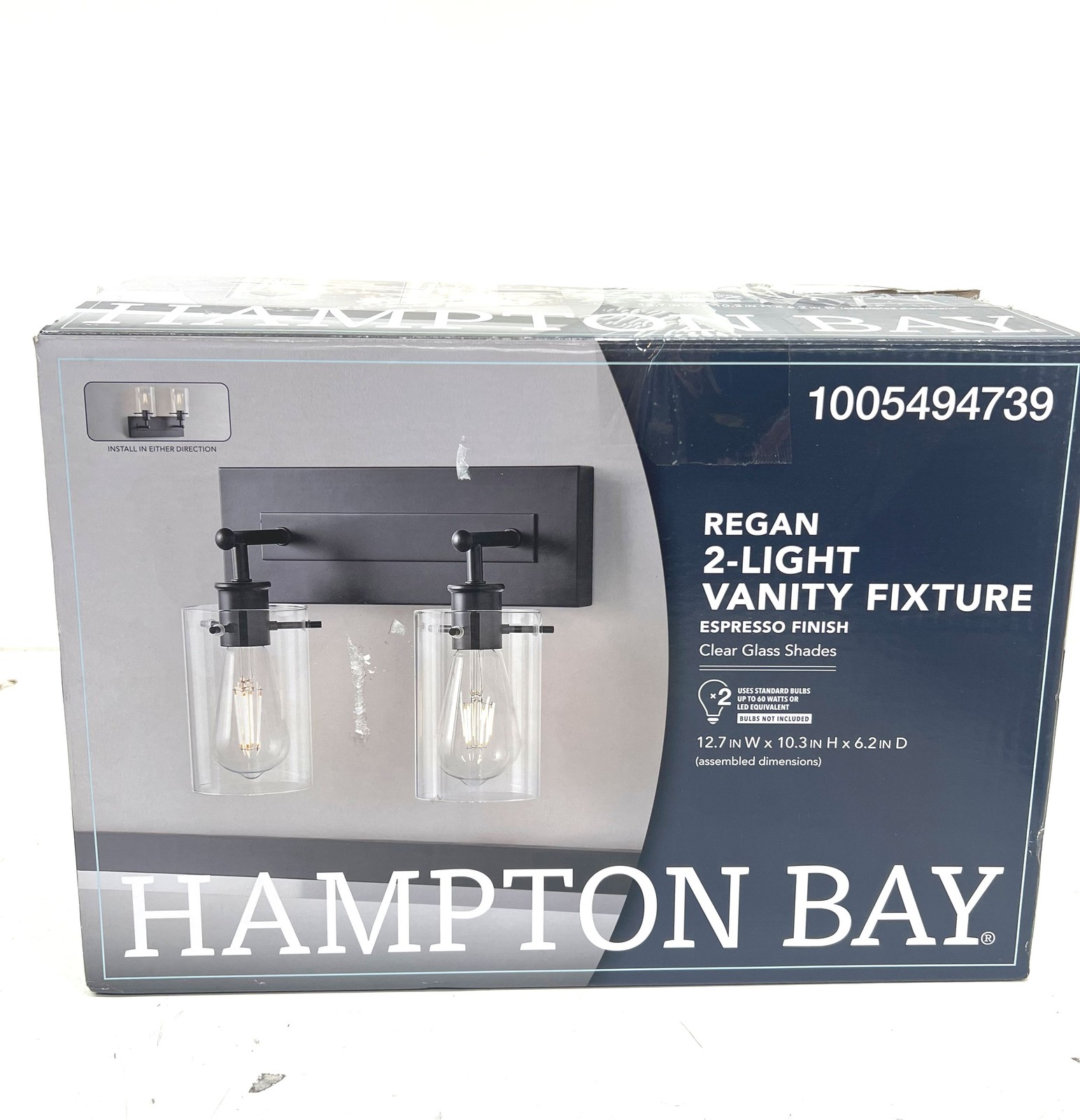 Hampton Bay Regan 2-Light Espresso Bronze Vanity Light Clear