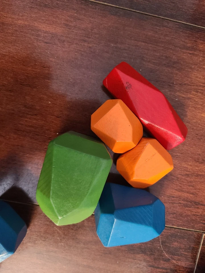 Vibrant Geometric Wooden Blocks Rocks Set for Kids 36 Pieces - Image 4 of 4