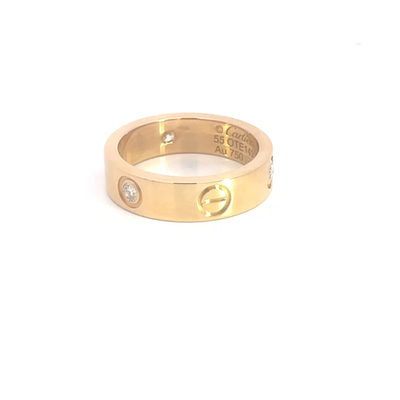 Cartier Love 3 Diamond Gold Ring 18k Yellow Screw Motif band Cert