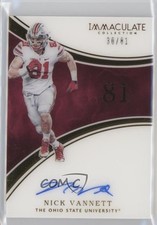 2016 Panini Immaculate Collegiate Rookie Numbers 30/81 Nick Vannett Auto 1u0