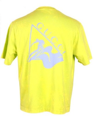 NEW GUCCI LIME YELLOW JERSEY COTTON DOUBLE G LOGO SURFER T-SHIRT