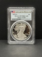 2025-s $1 American Silver Eagle Pr70dcam Ar Pcgs Struck At San Francisco Mint