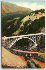 Postcard High Bridge Over Eagle River Canon at Red Cliff, Battle Mtn, Colorado