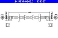 ATE Bremsschlauch 24.5237-0345.3 FüR VW Transporter T4 7DB 70A 7DK 7DH 70K 70C