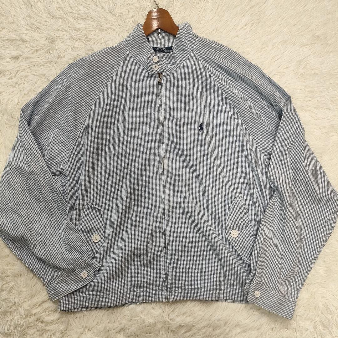 Polo Ralph Lauren XL Swing Top Seersucker Pony Logo Cotone Giacca Leggera Uomo
