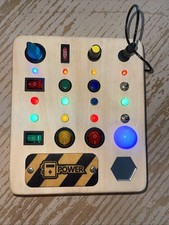 Montessori Busy Board Wooden Sensory Toy For Toddler Switches Lights Fidget